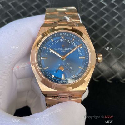 TW Factory Vacheron Constantin Retrograde Overseas Rose Gold Blue Moon Dial 41mm